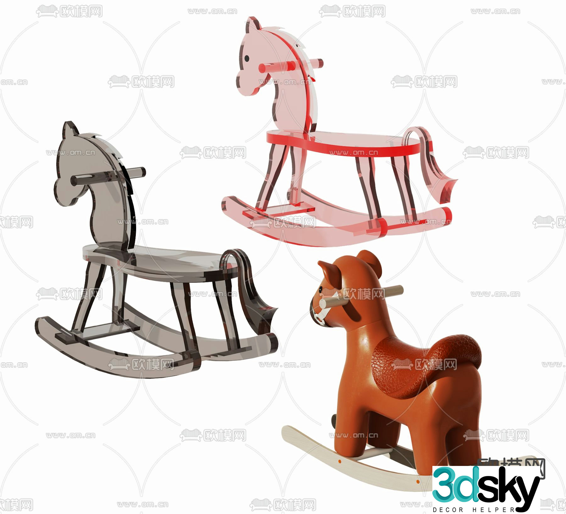 Children’s rocking chair Trojan chair 3d model