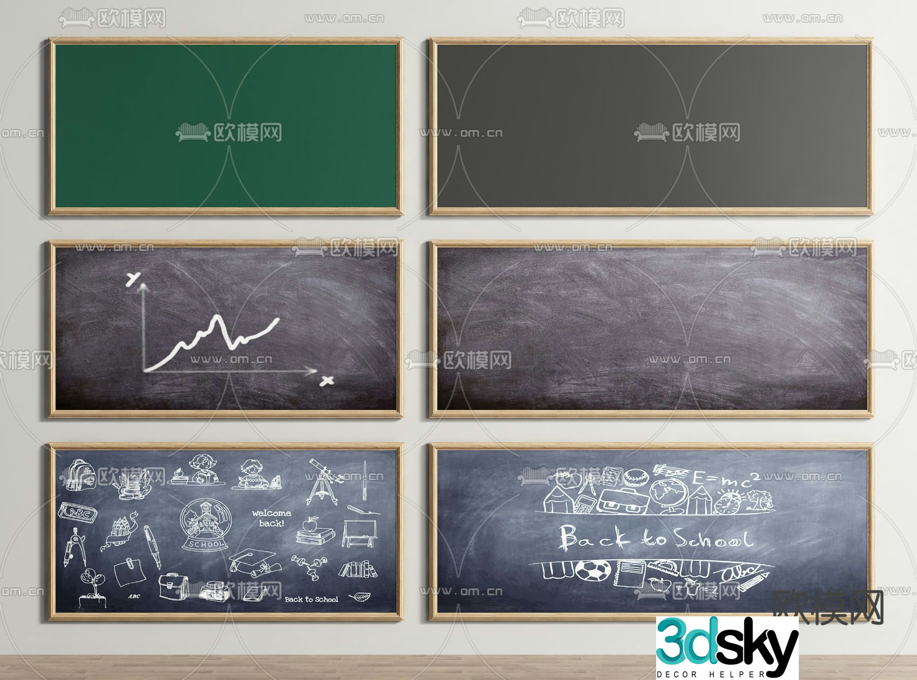 Blackboard office writing board 3d model