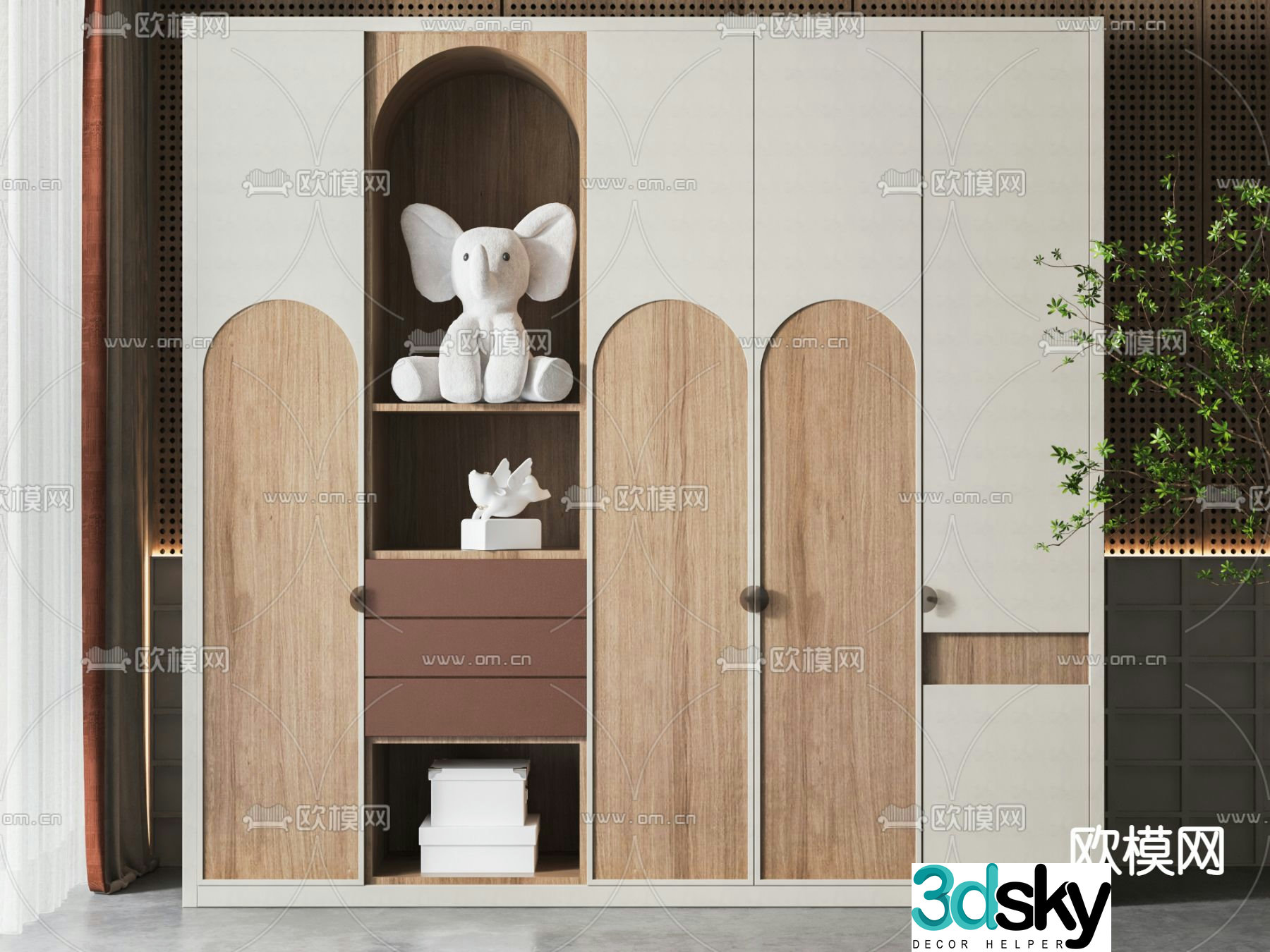 Wabi-sabi style children’s wardrobe 3d model