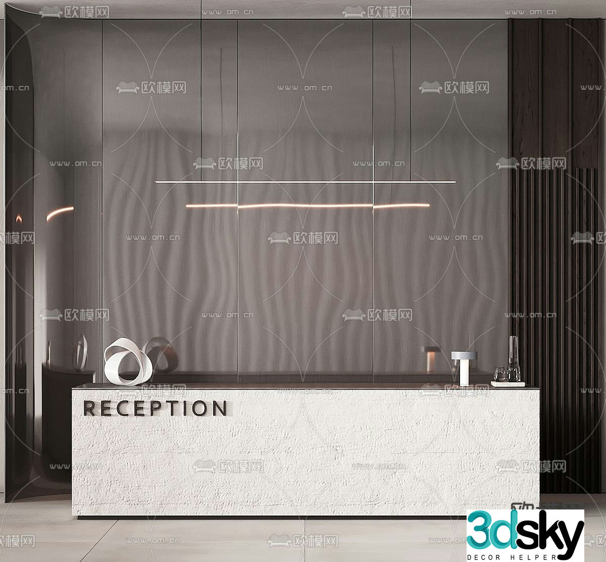 Front desk reception desk information desk 3d model