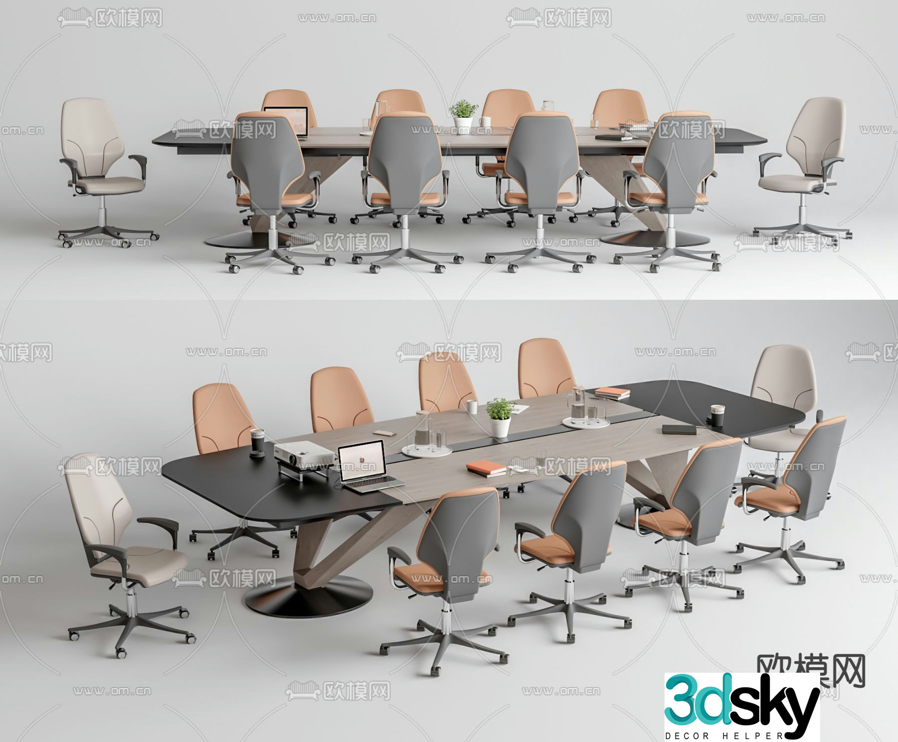 Conference tables and chairs conference table 3d model