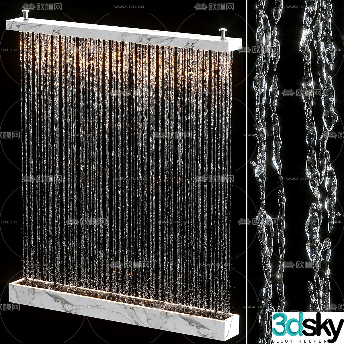 Water curtain waterfall flowing water landscaping 3d model
