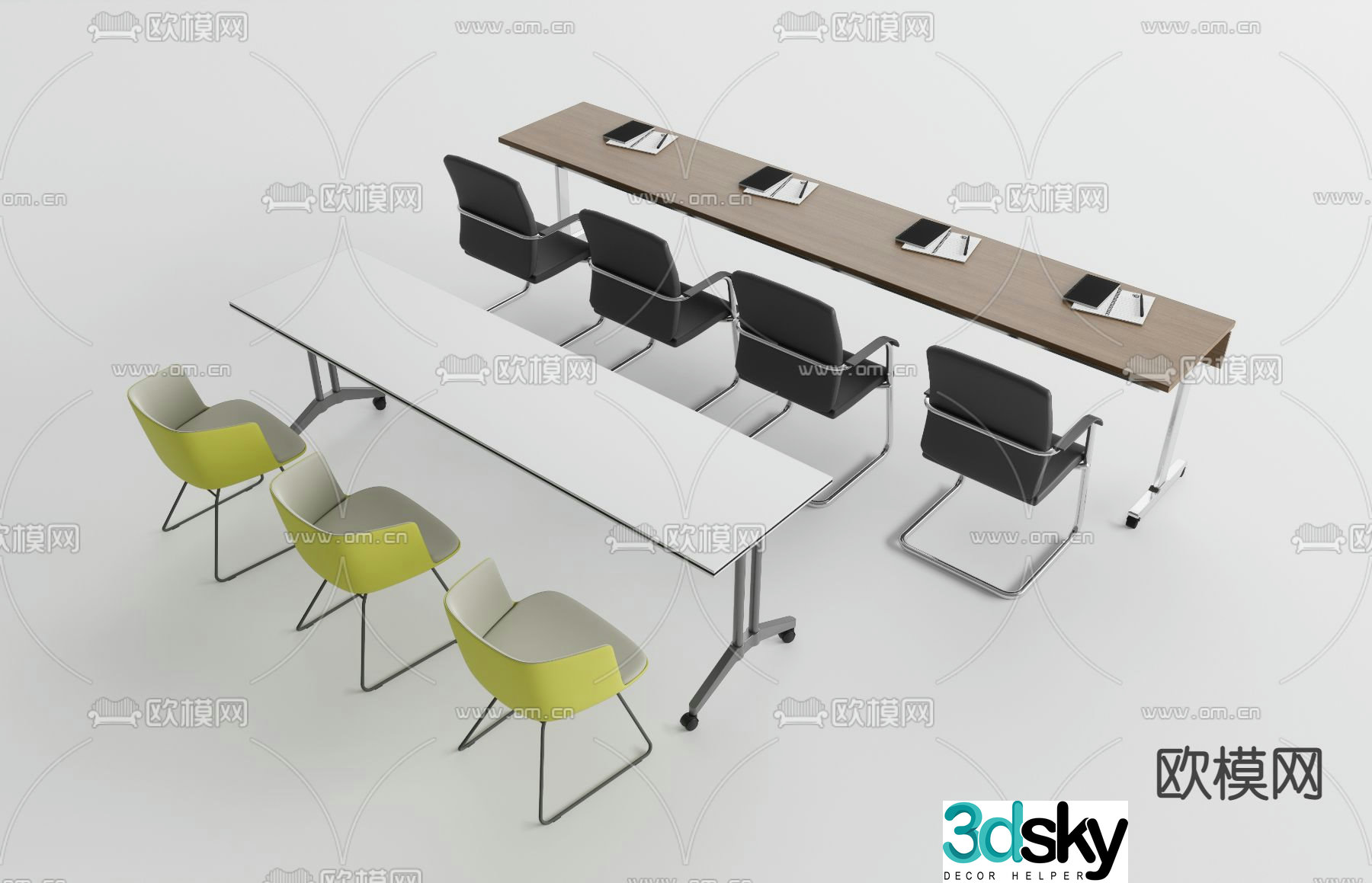 Modern conference tables and chairs desk tables and chairs 3d model