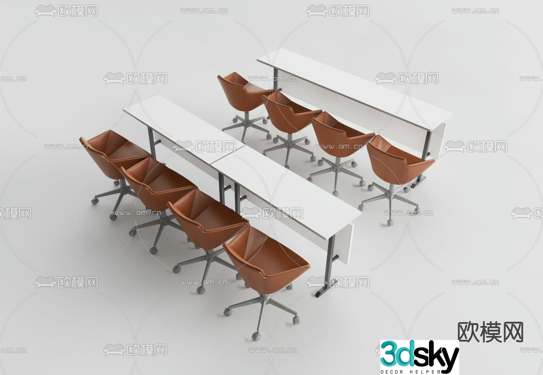 Modern conference table and chairs 3d model