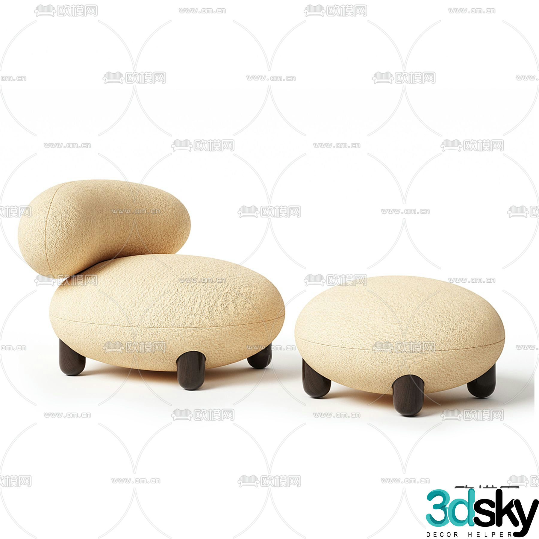Modern children’s sofa children’s stool 3d model
