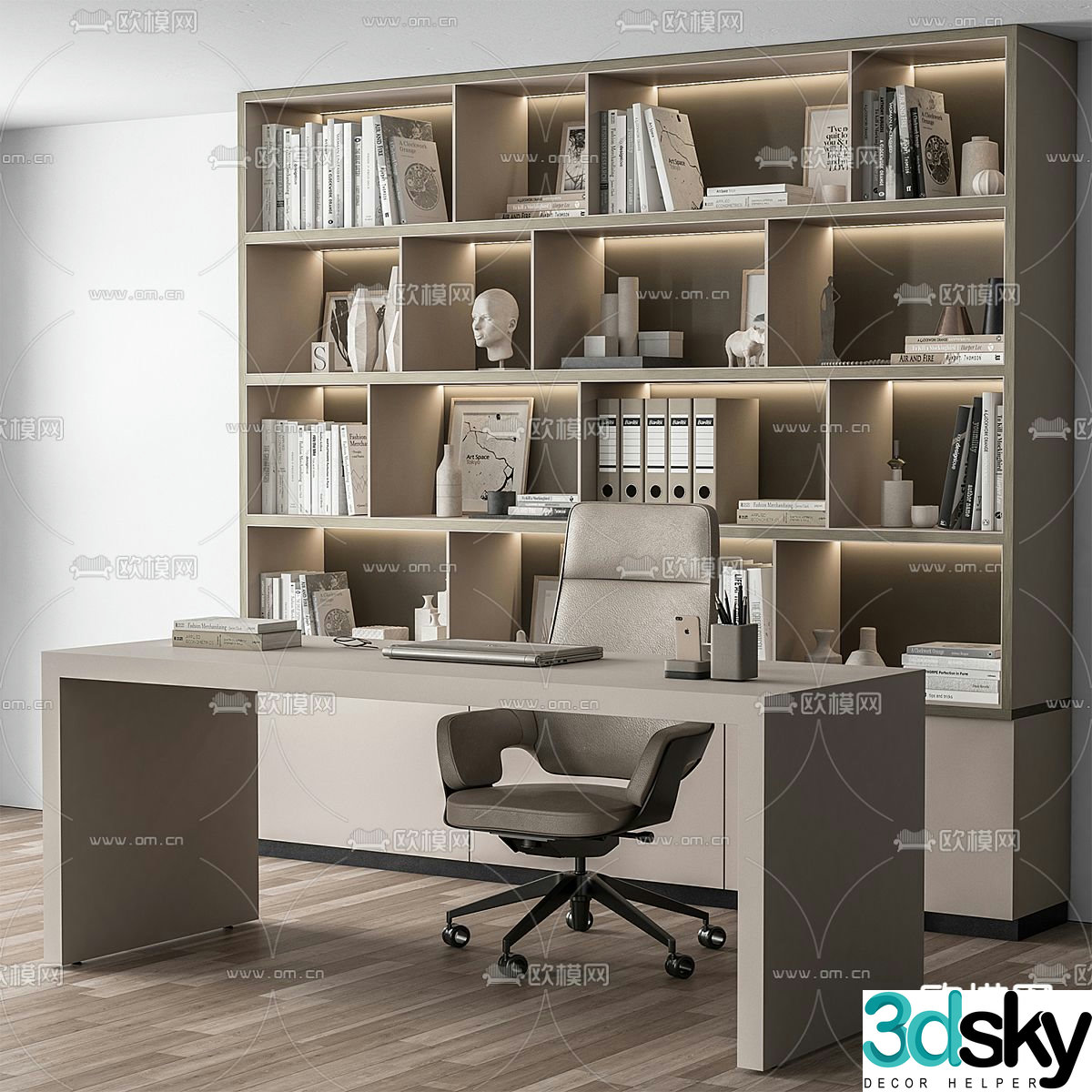 Modern office desk and chair desk desk and chair 3d model