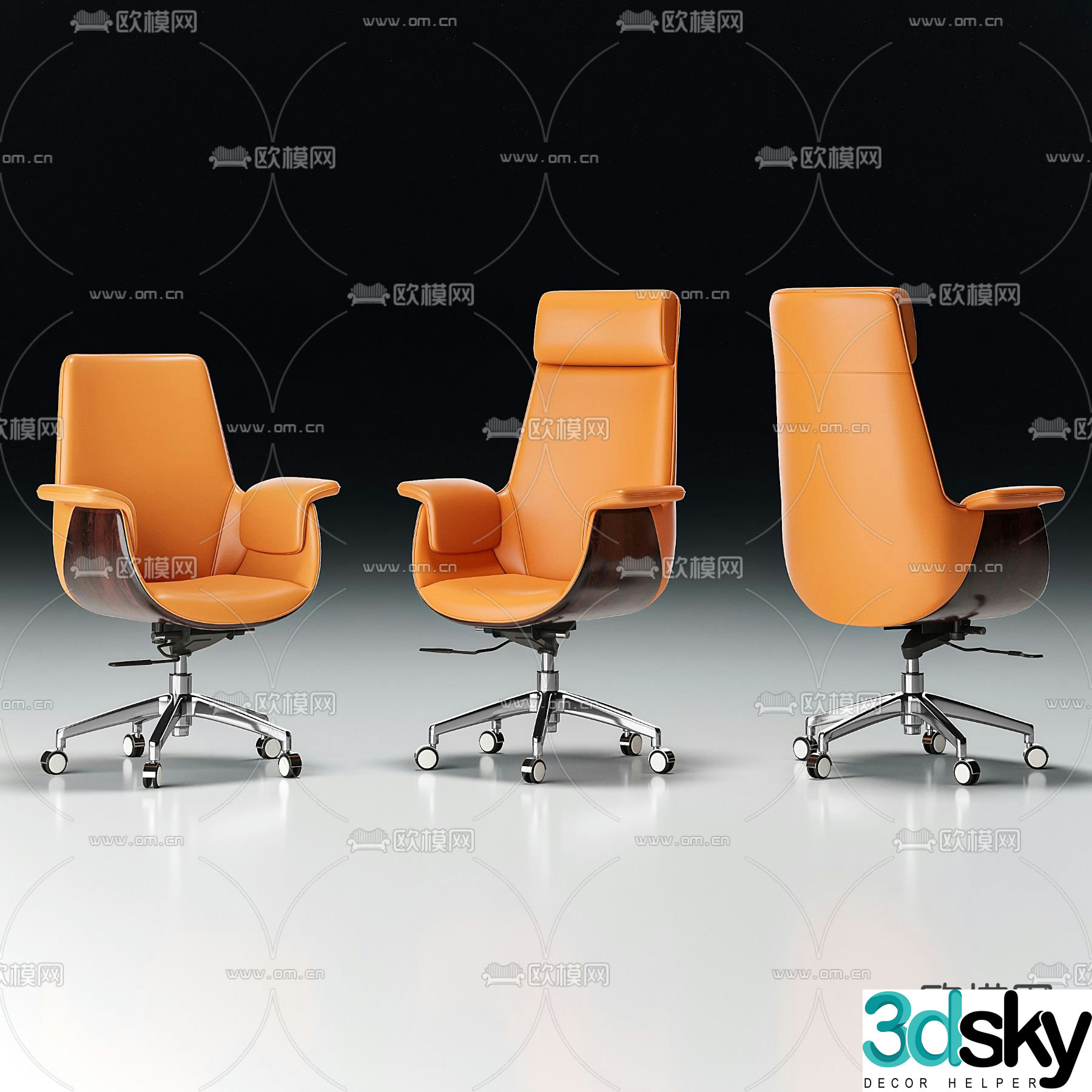 Leather office chair executive chair boss chair 3d model