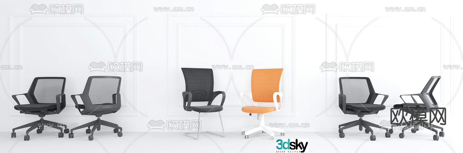 Modern mesh office chair 3d model