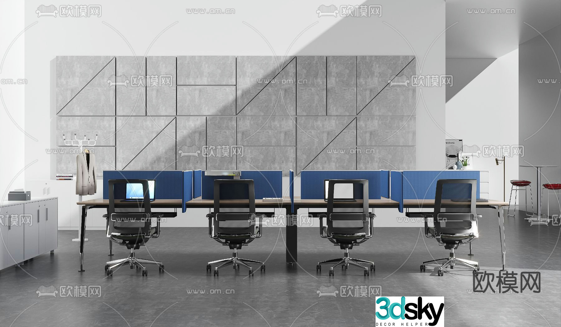 Card space desk workstation 3D model