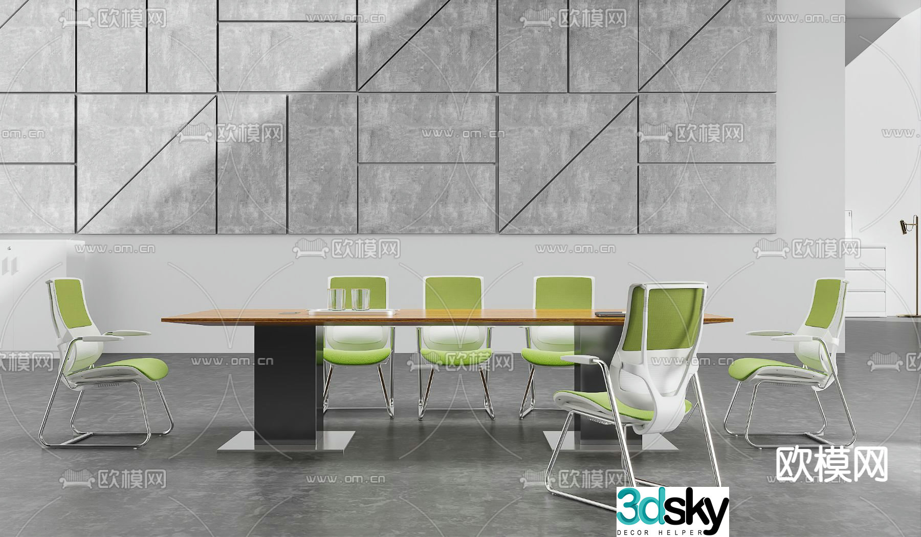 Modern conference table conference table and chairs 3d model