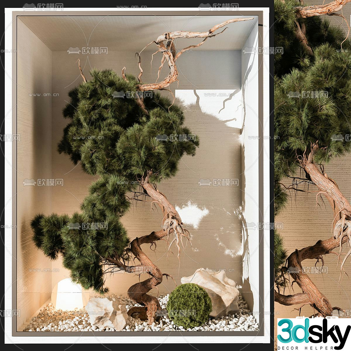 New Chinese style landscape green plants and pine tree landscaping 3D model