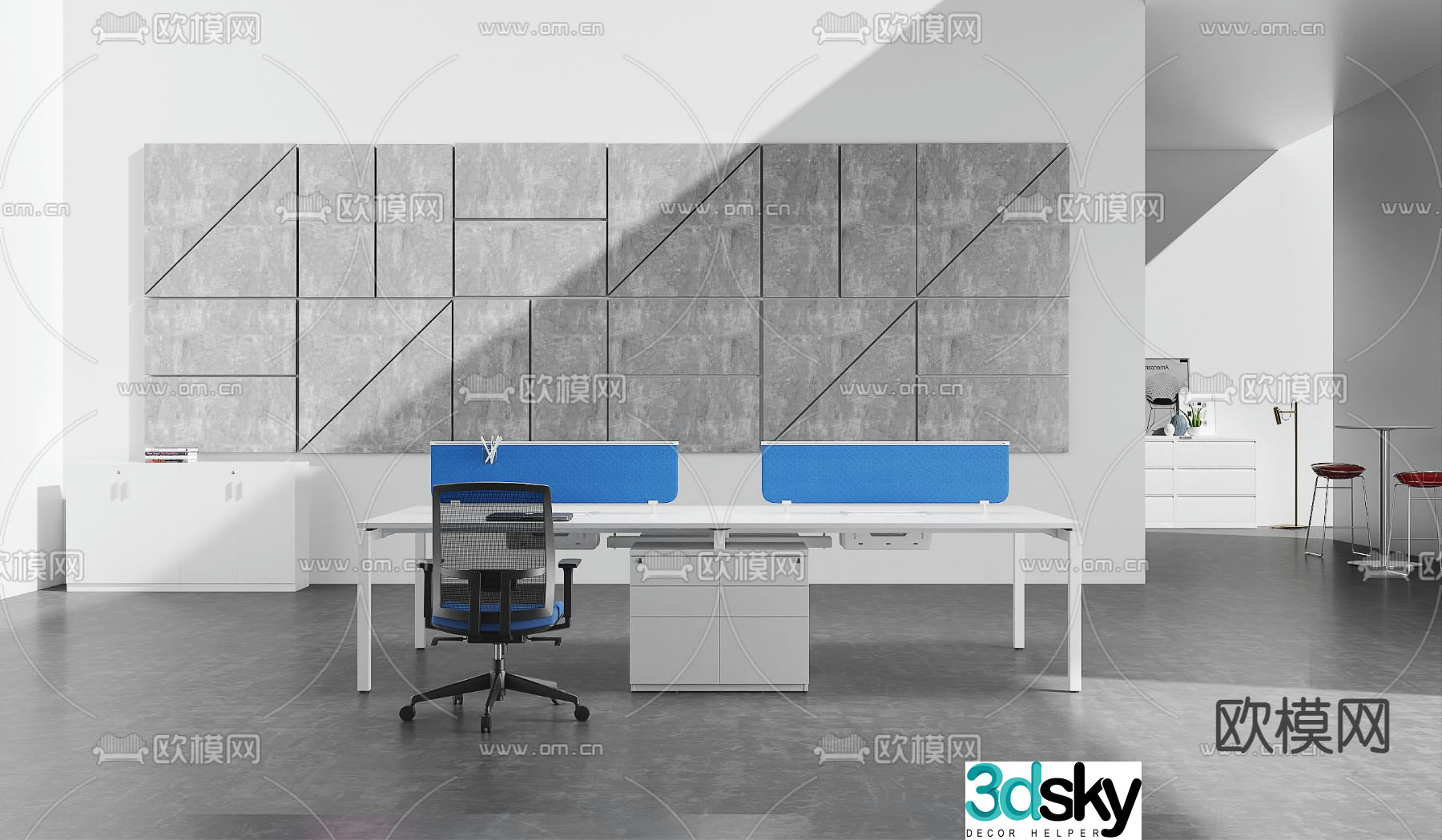 Card space office desk and chair work station 3D model