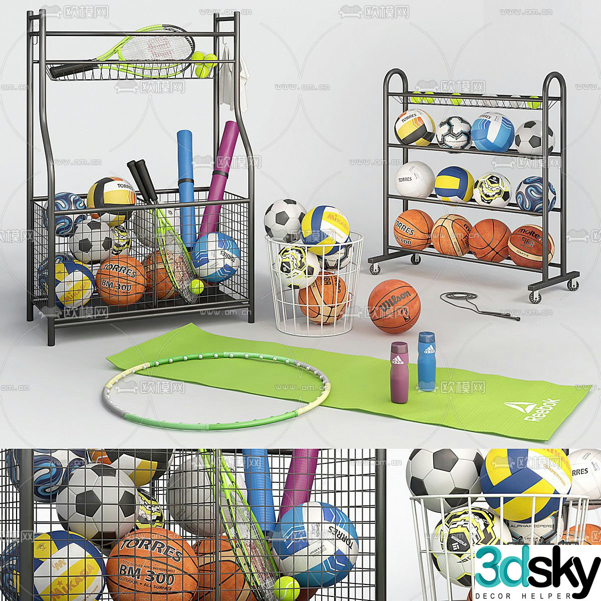 Basketball football sports equipment 3d model