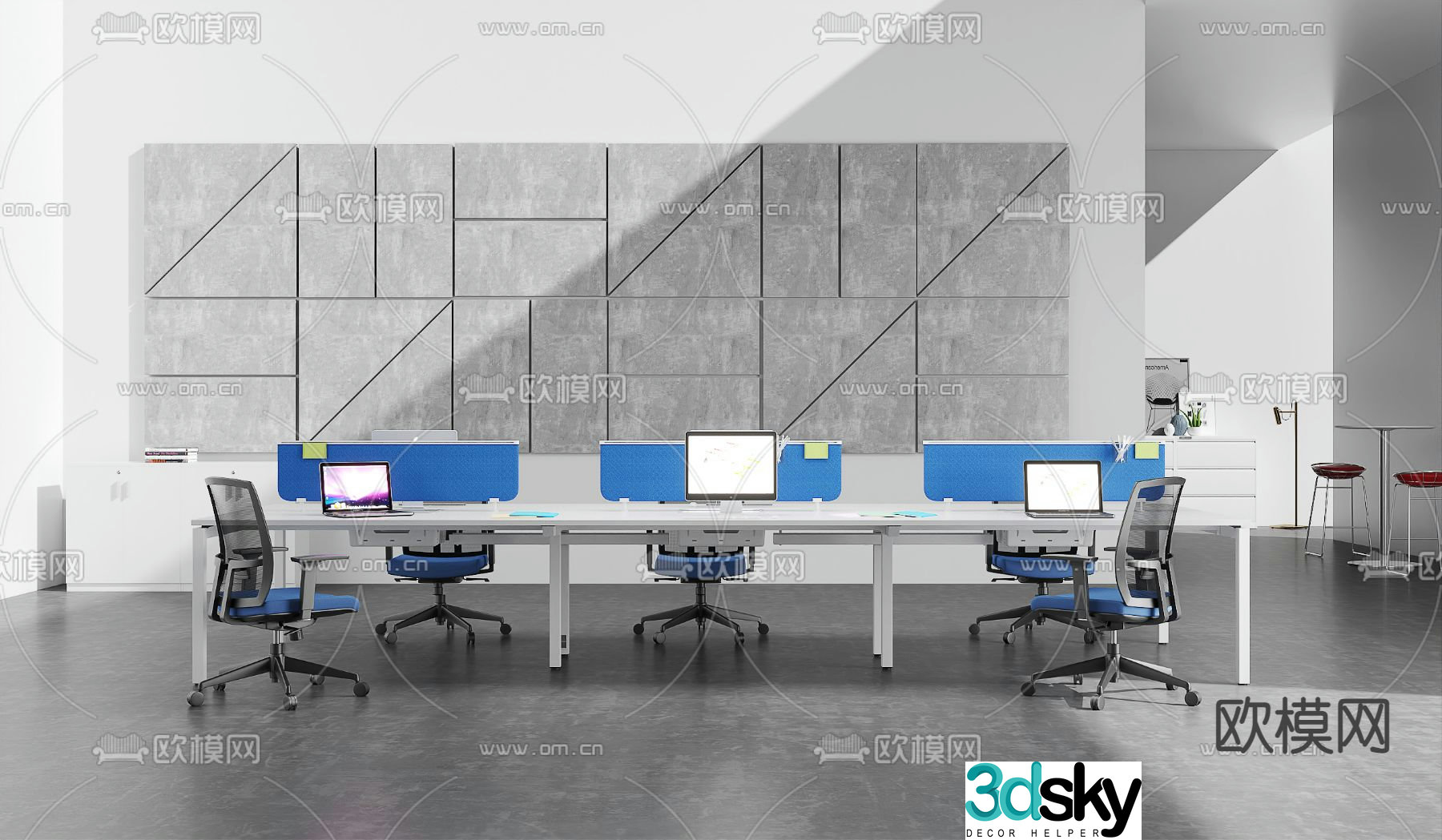 Card space office desk and chair work station 3D model