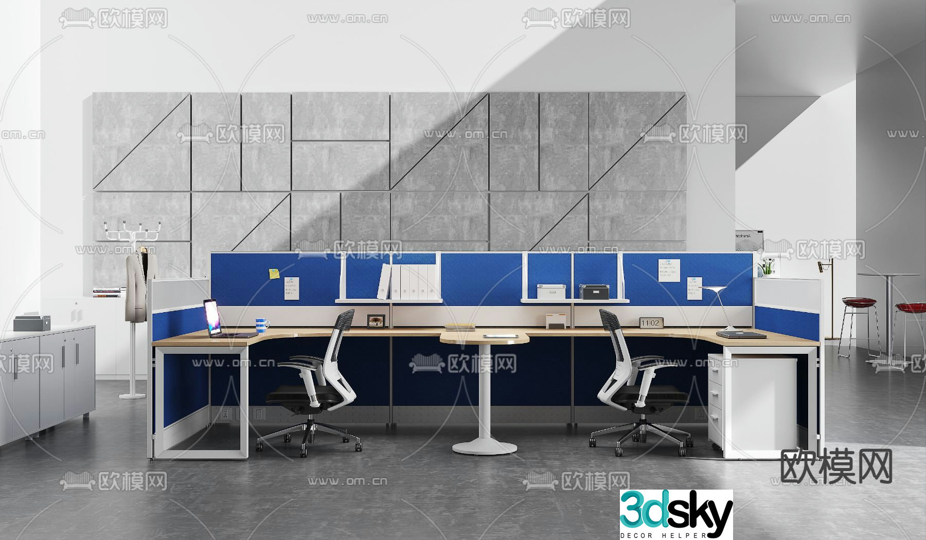 Office desk and chair workstation desk 3D model