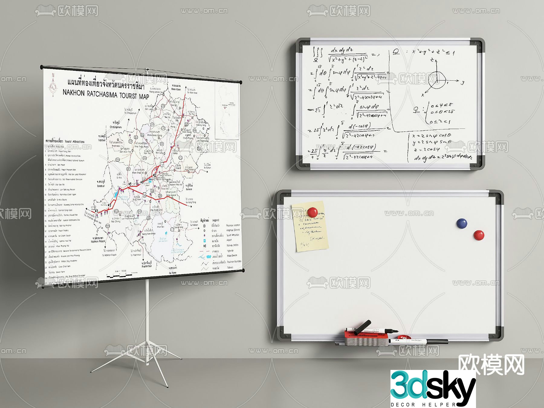 Office whiteboard mobile whiteboard writing board 3d model