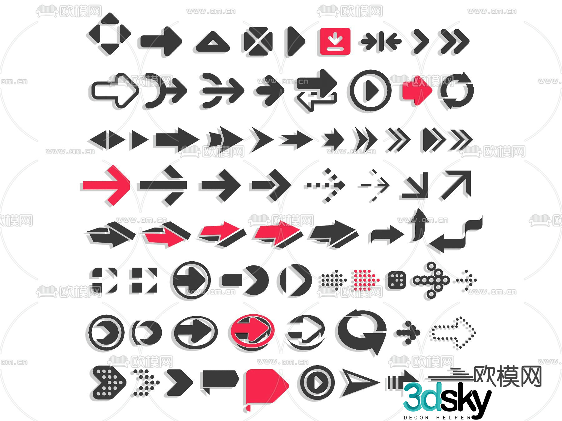 Instruction sign arrow sign 3d model