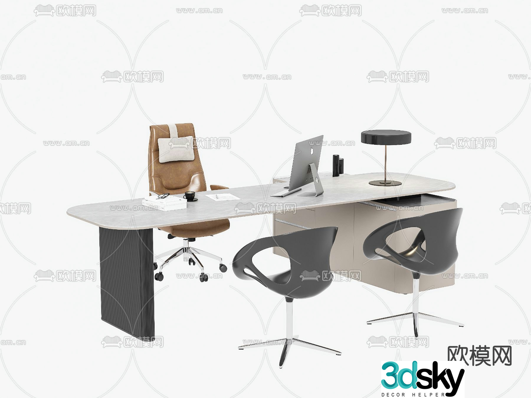 Desk tables and chairs office desks and chairs 3d model