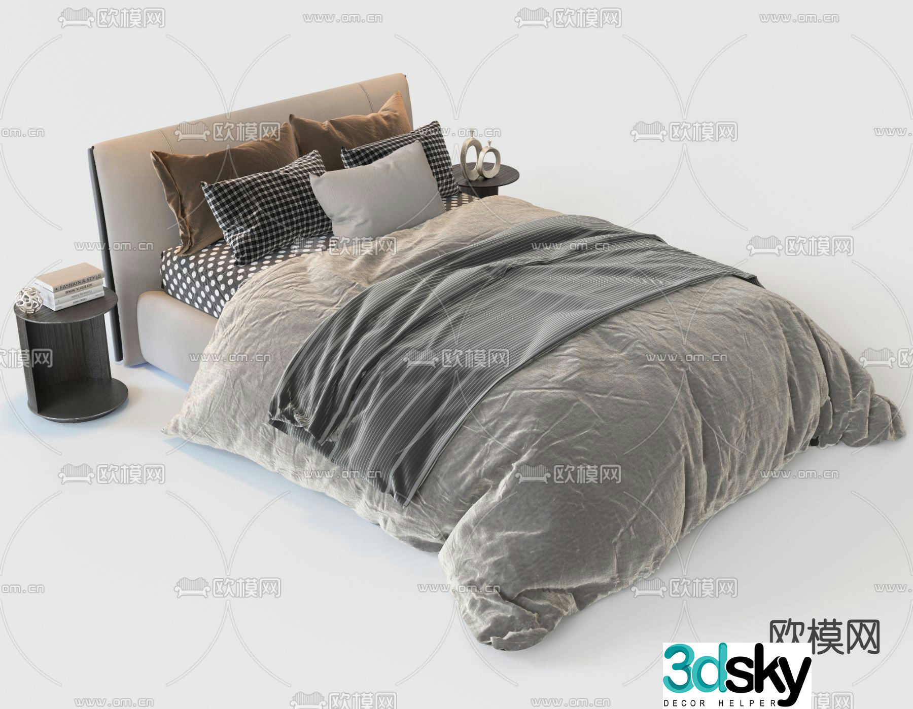 Modern double bed 3d model