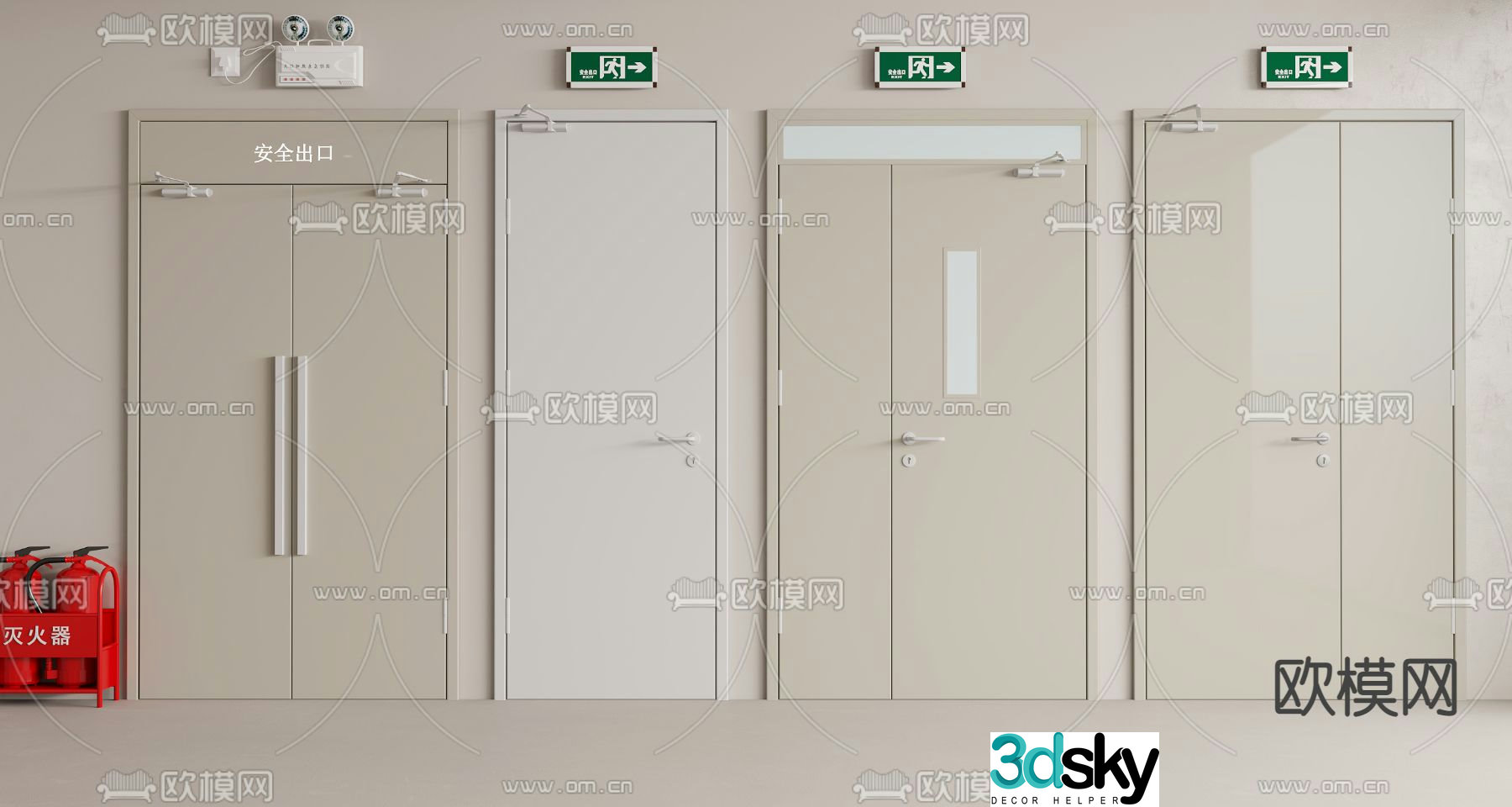 fire door fire door safety exit emergency door 3d model
