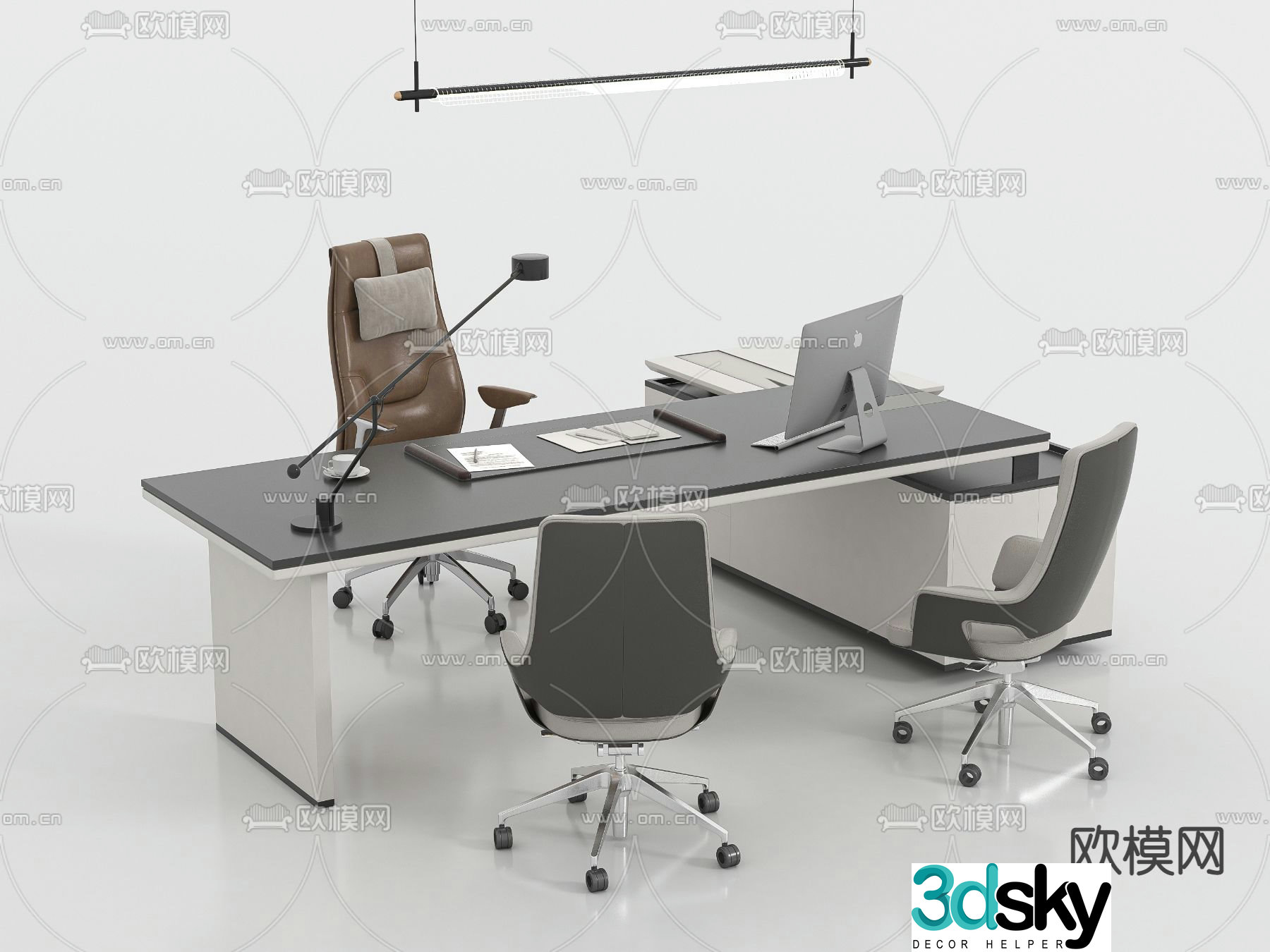 Desk tables and chairs office desks and chairs 3d model