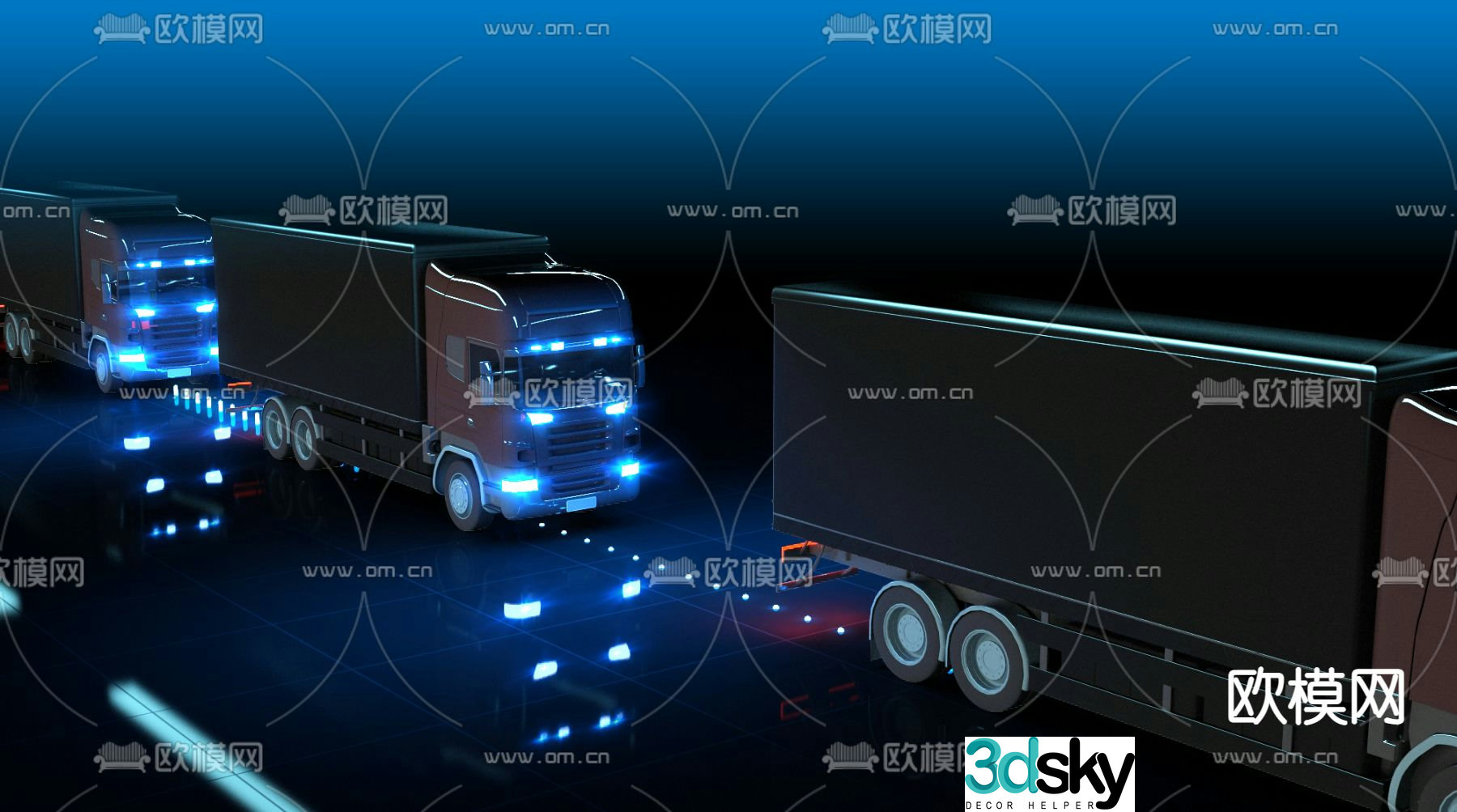 truck delivery truck trailer 3d model