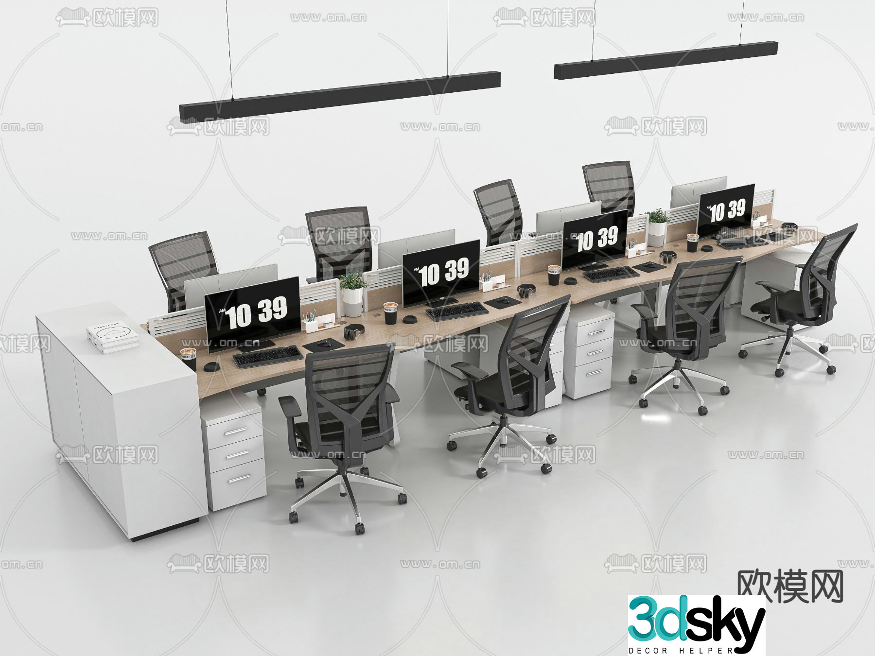 Office desk and chair screen card 3d model
