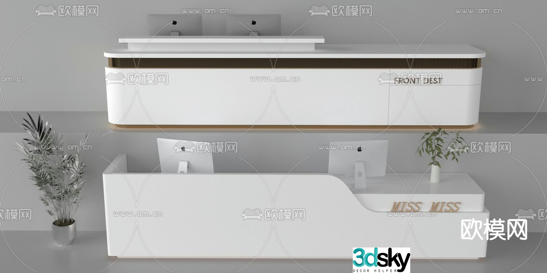 Company front desk reception desk 3d model