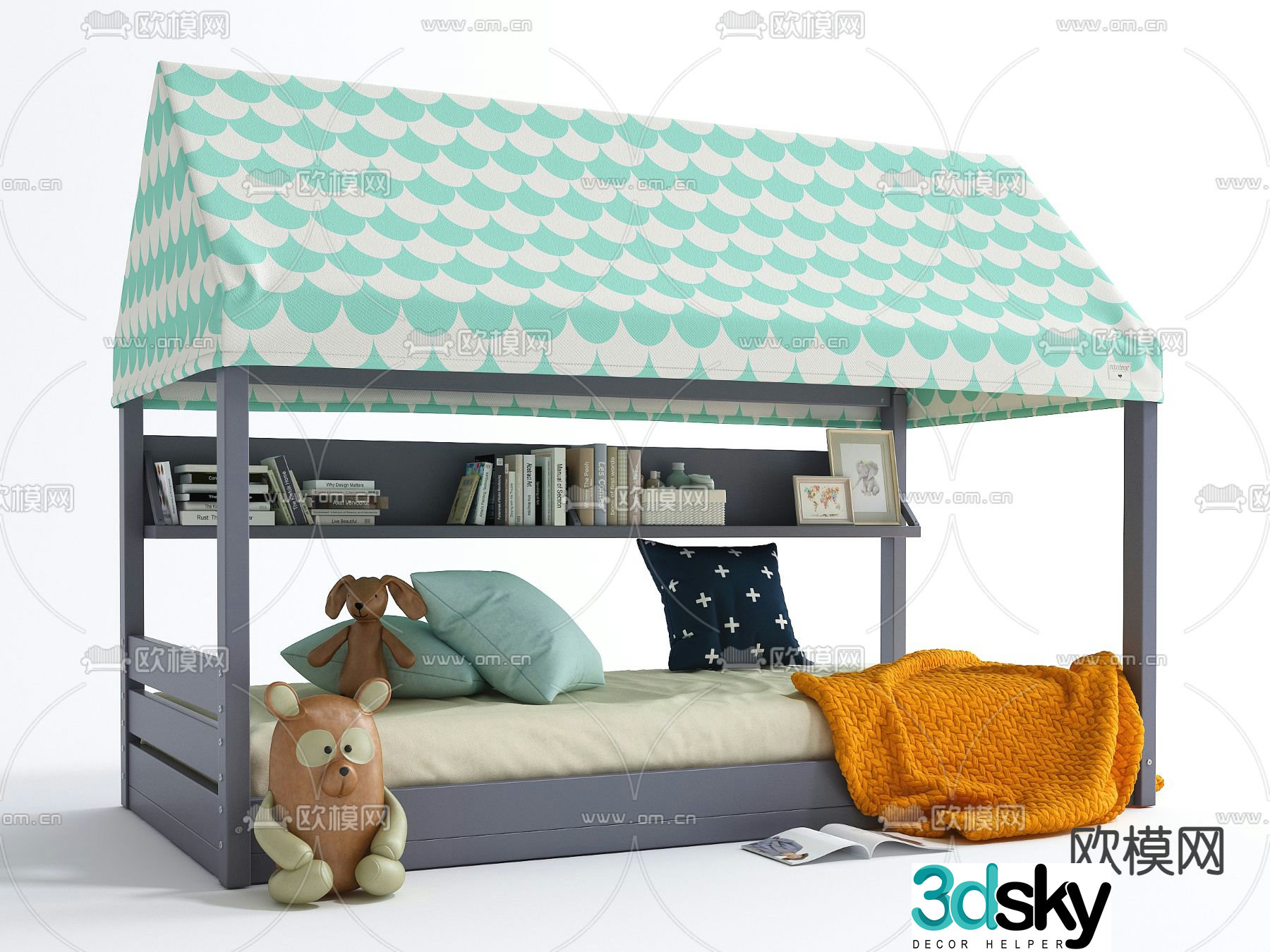 Modern children’s bed pillow plush toy 3D model
