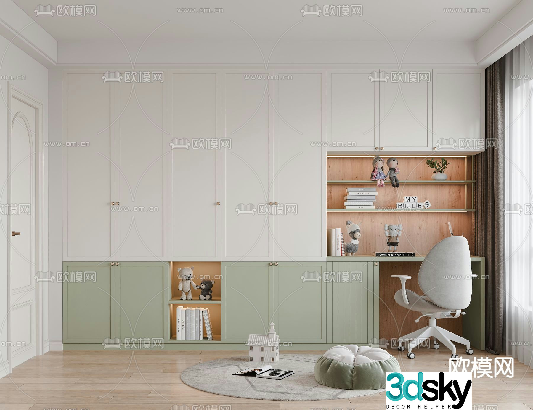 Integrated wardrobe children’s cabinet 3d model