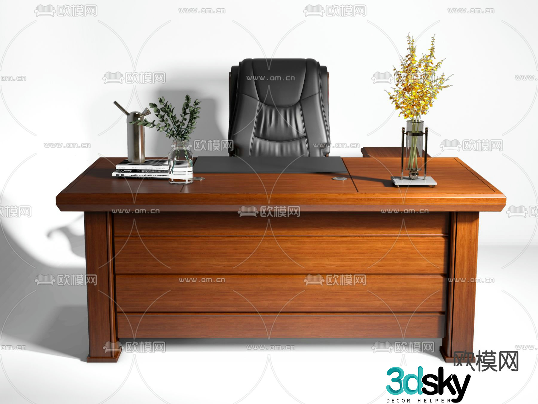 Chinese style desk tables and chairs office desks and chairs 3d model