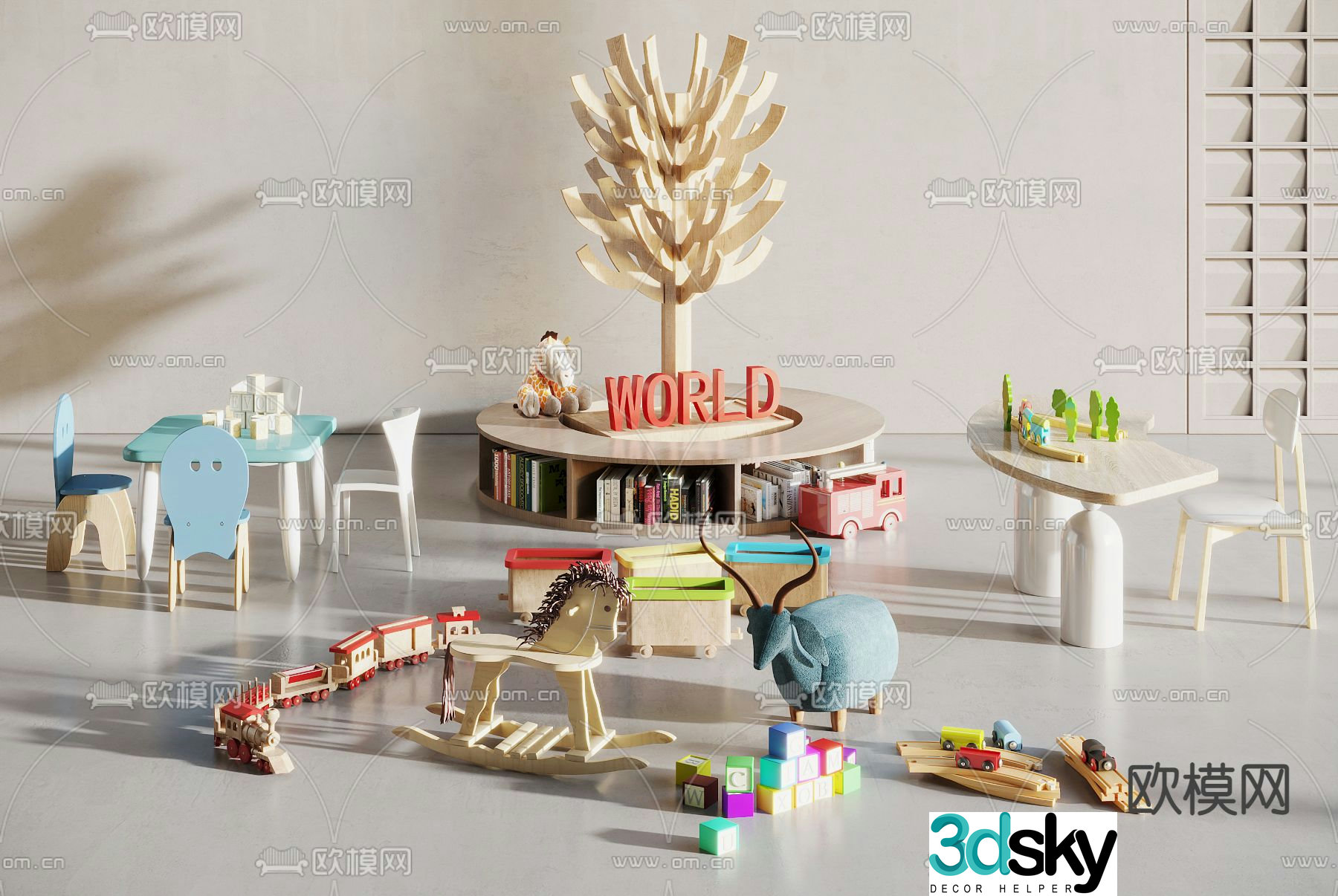 Toys children’s tables and chairs books 3d model
