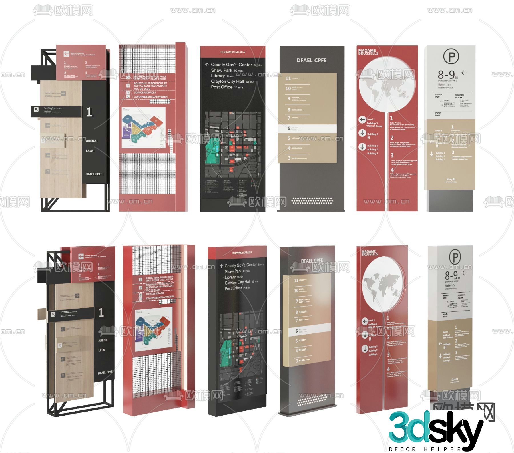 signage guide sign 3d model