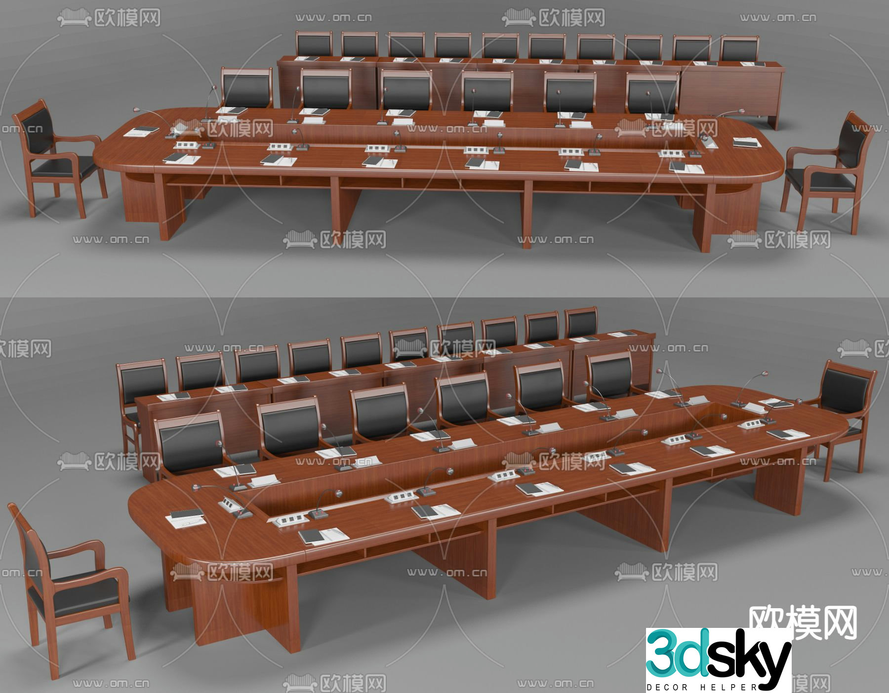 Chinese style conference table and chairs conference table 3d model