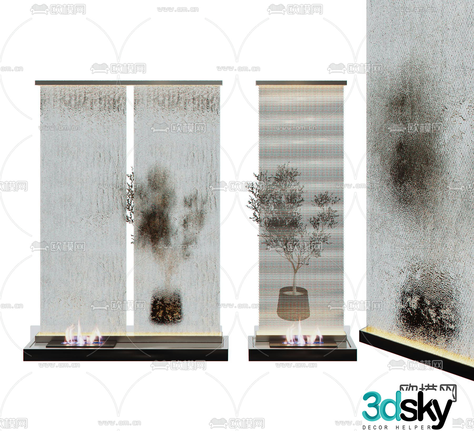 Water curtain wall flowing water curtain 3d model