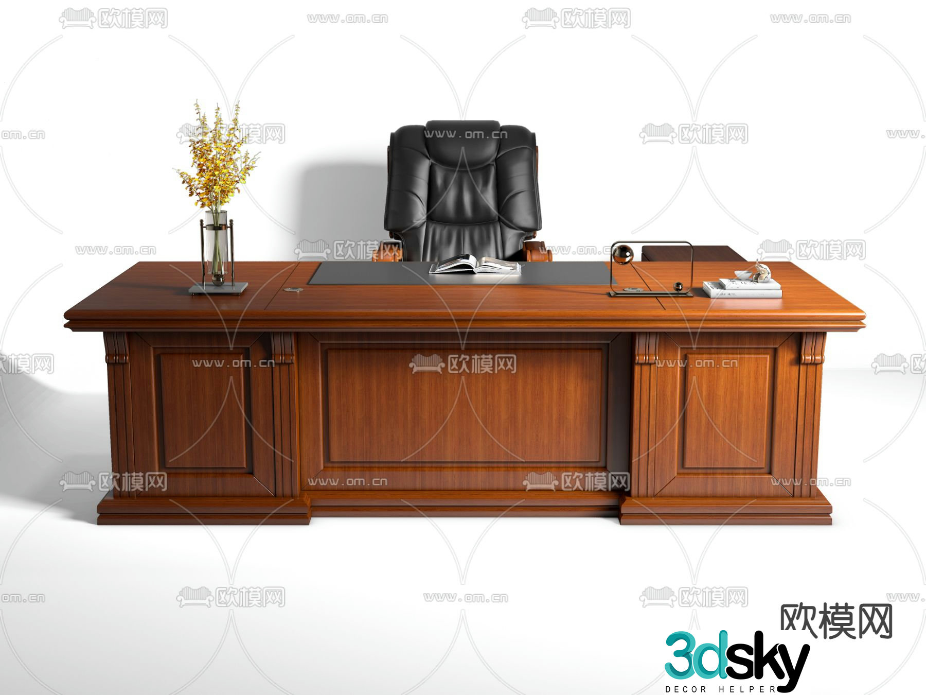 Modern desk tables and chairs 3d model