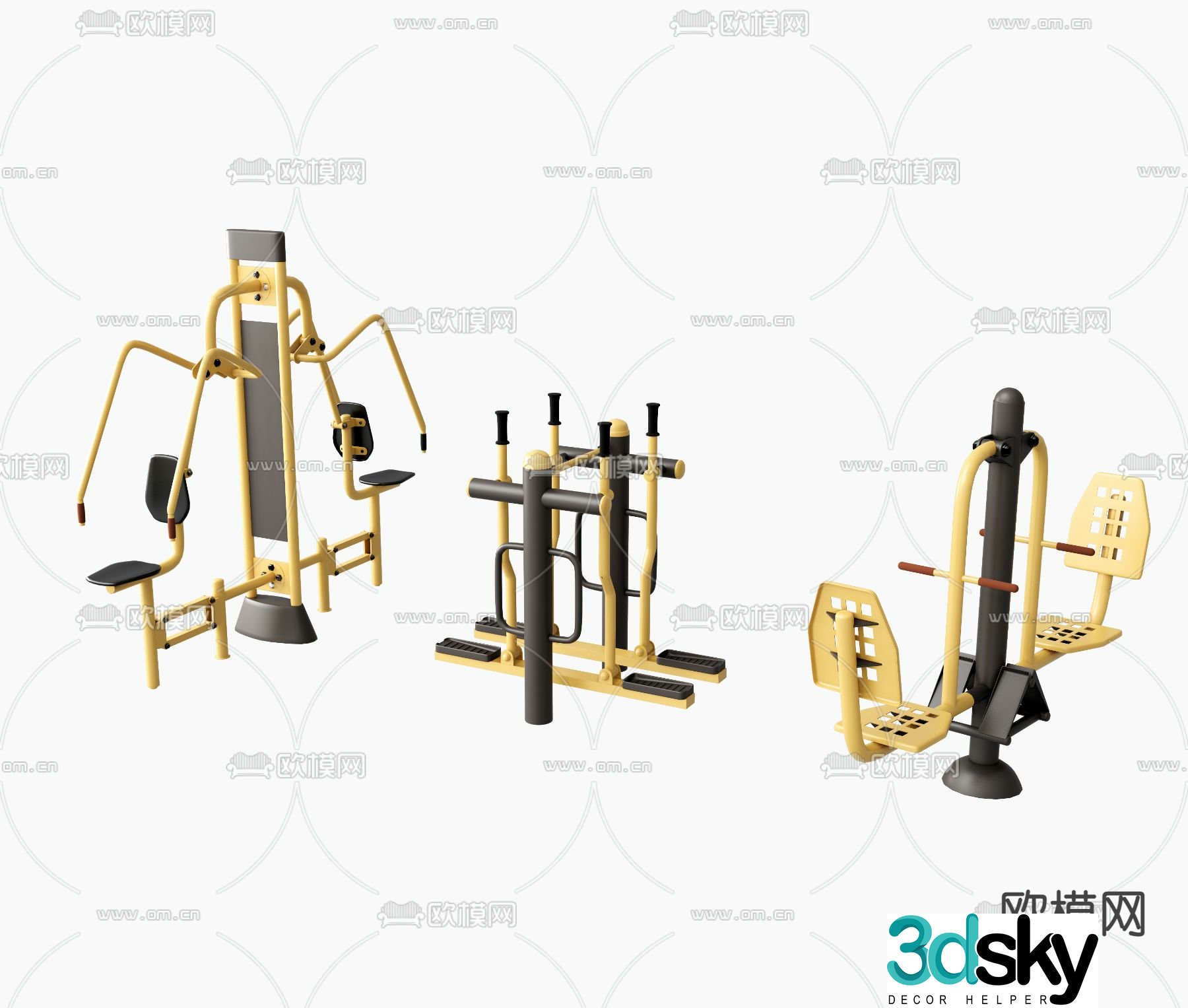 Outdoor fitness equipment 3d model