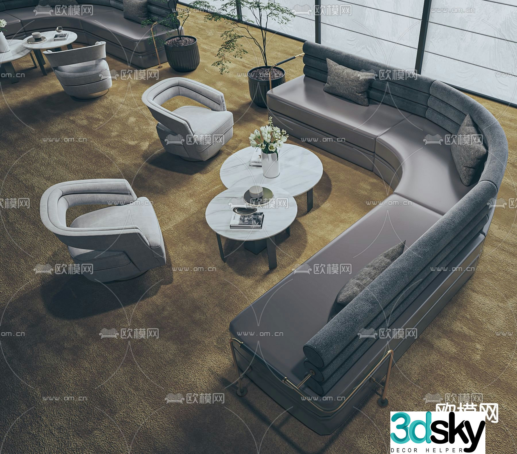 Office sofa modular sofa 3d model