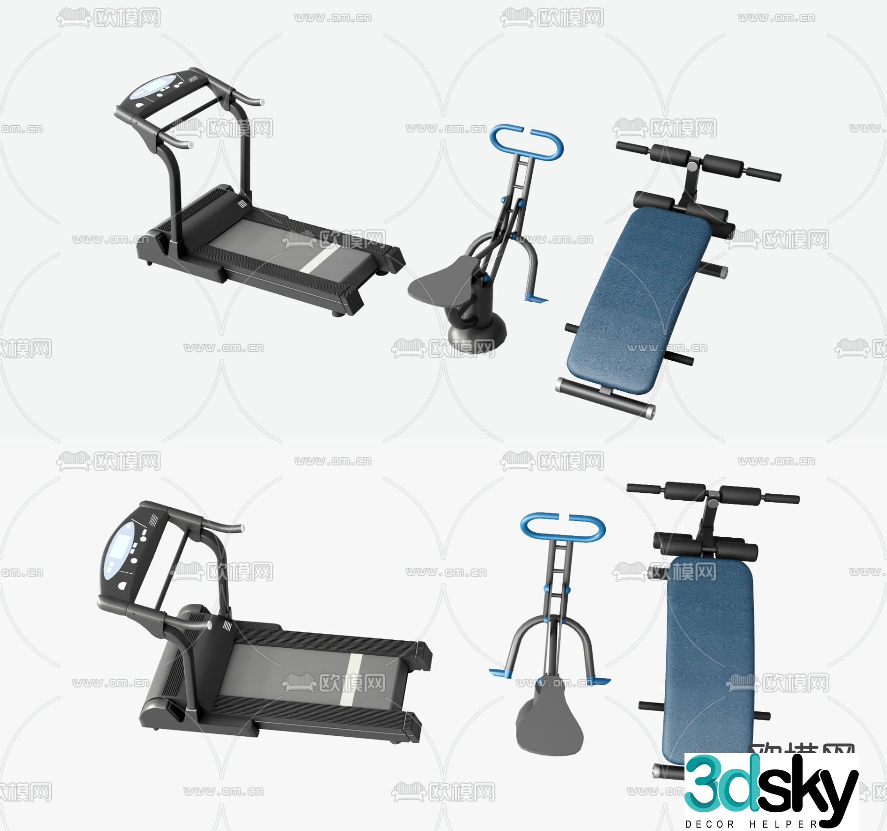 Treadmill fitness equipment 3d model