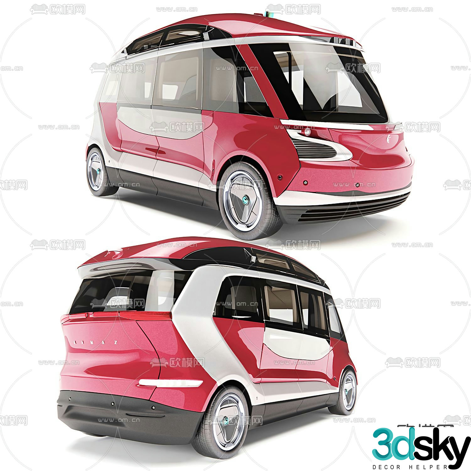 Unmanned electric bus car 3d model