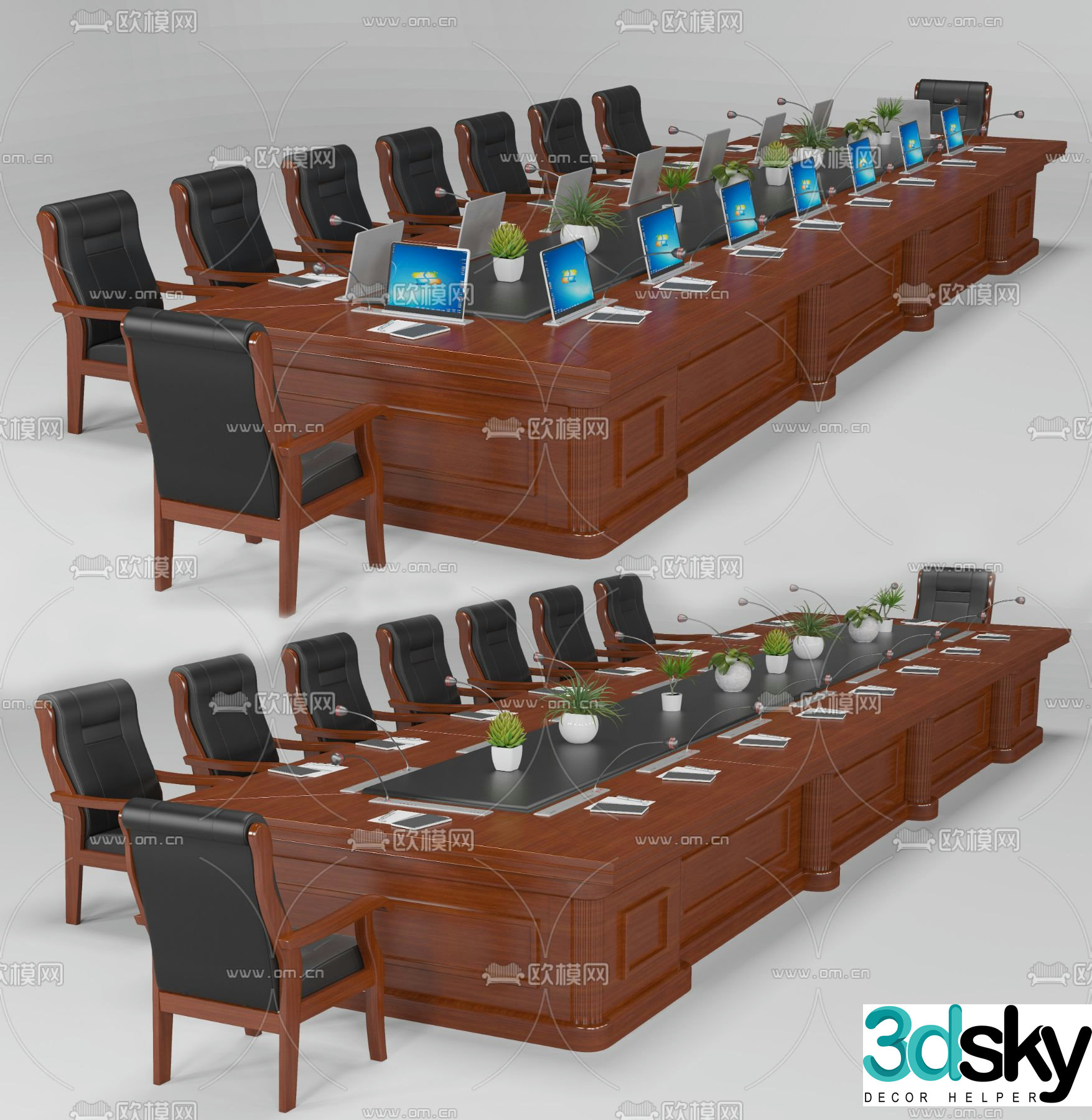 Conference tables and chairs large conference table 3d model