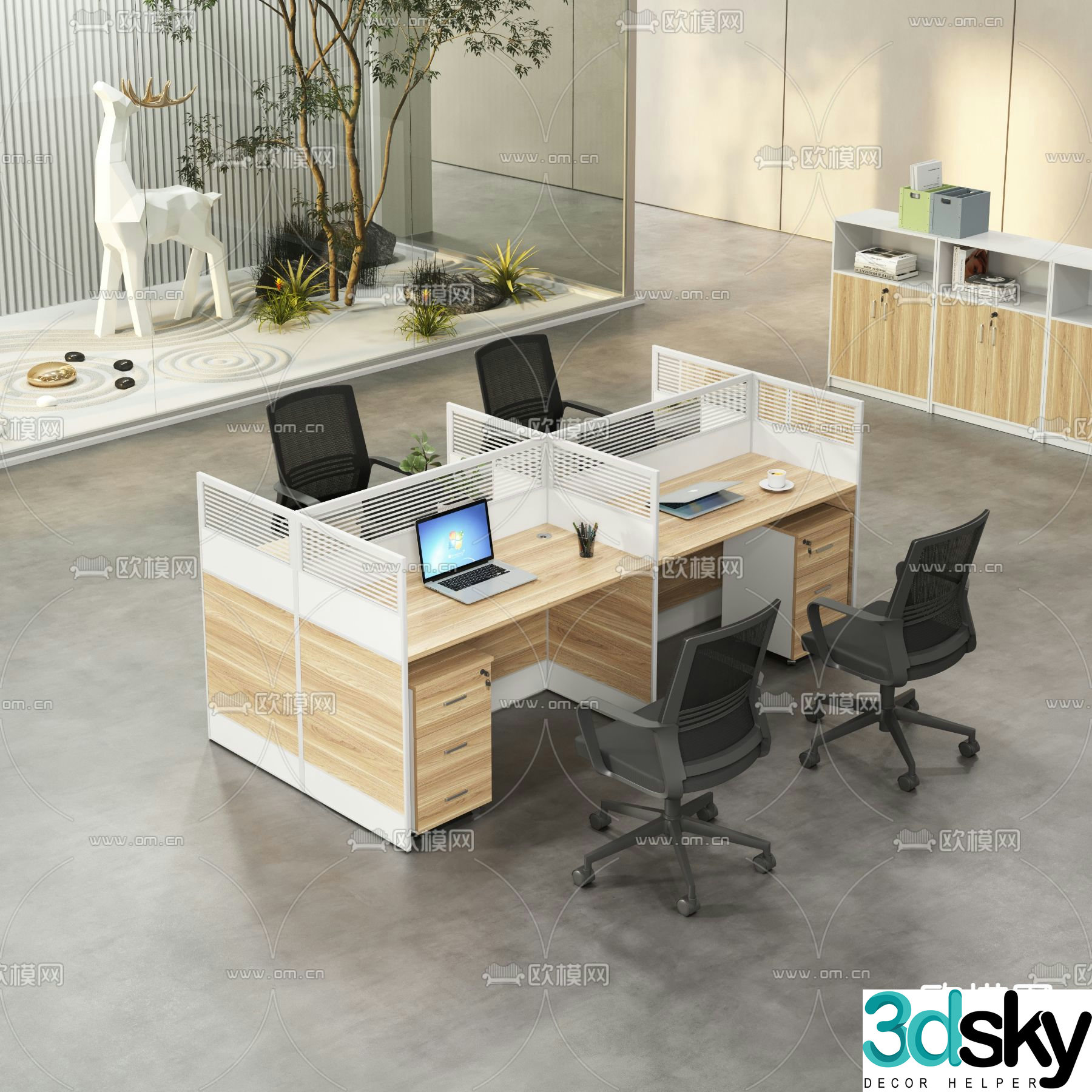 Card space desk staff position 3d model