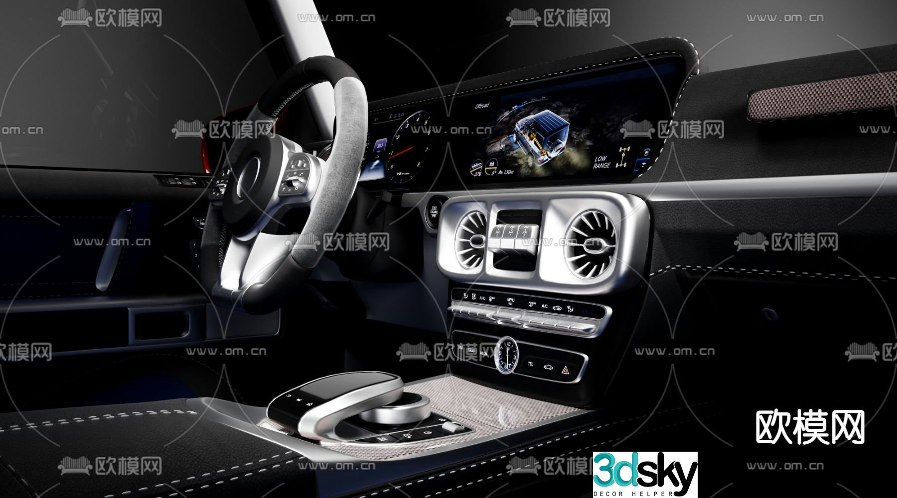 Car interior car center console 3d model