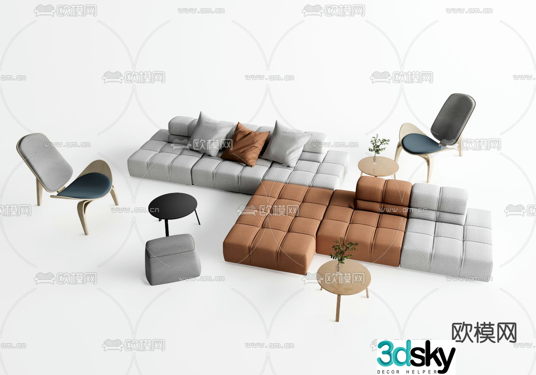 Spliced â€‹â€‹Sofa Negotiation Sofa 3D Model