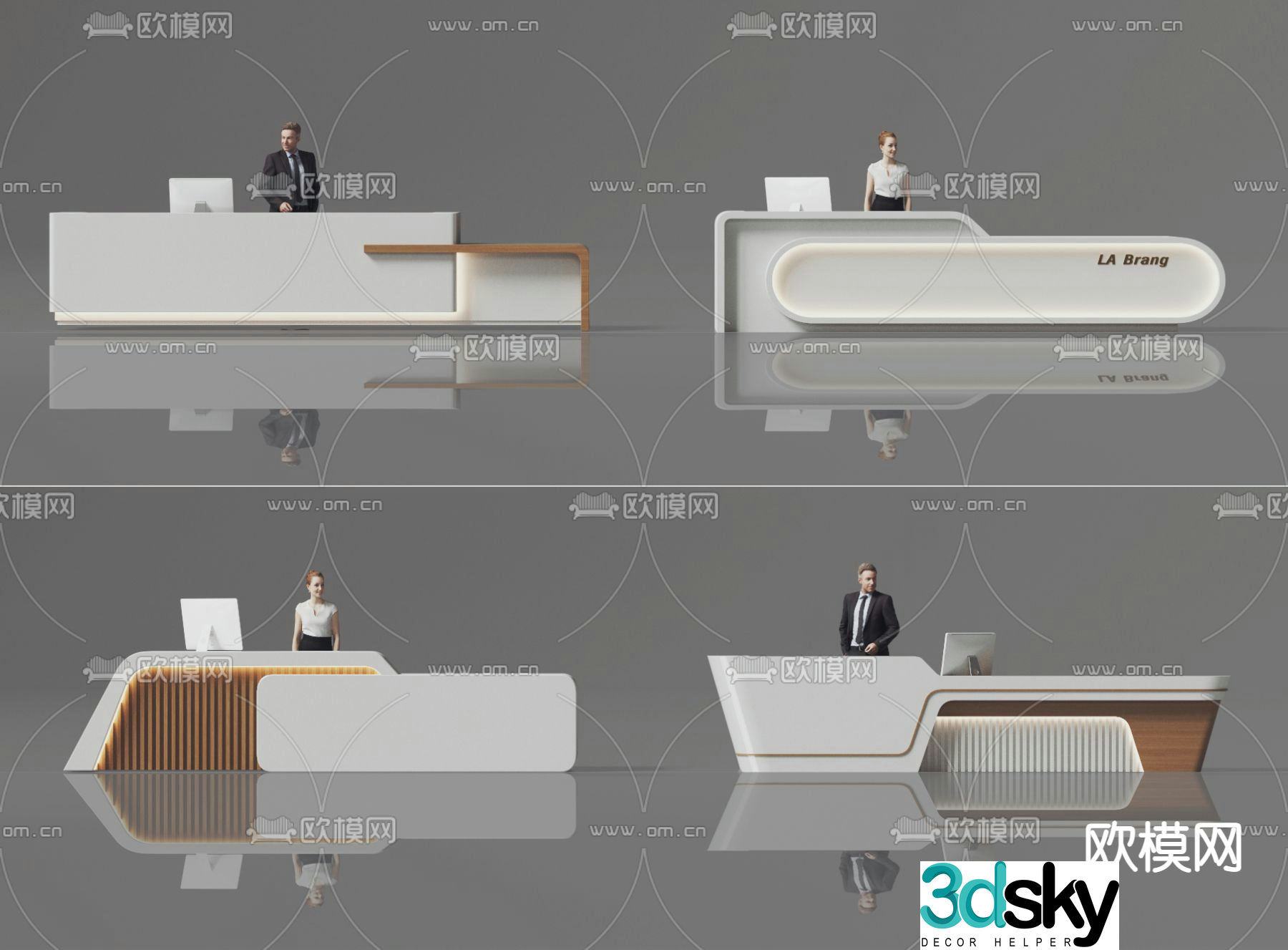Company front desk reception desk 3d model