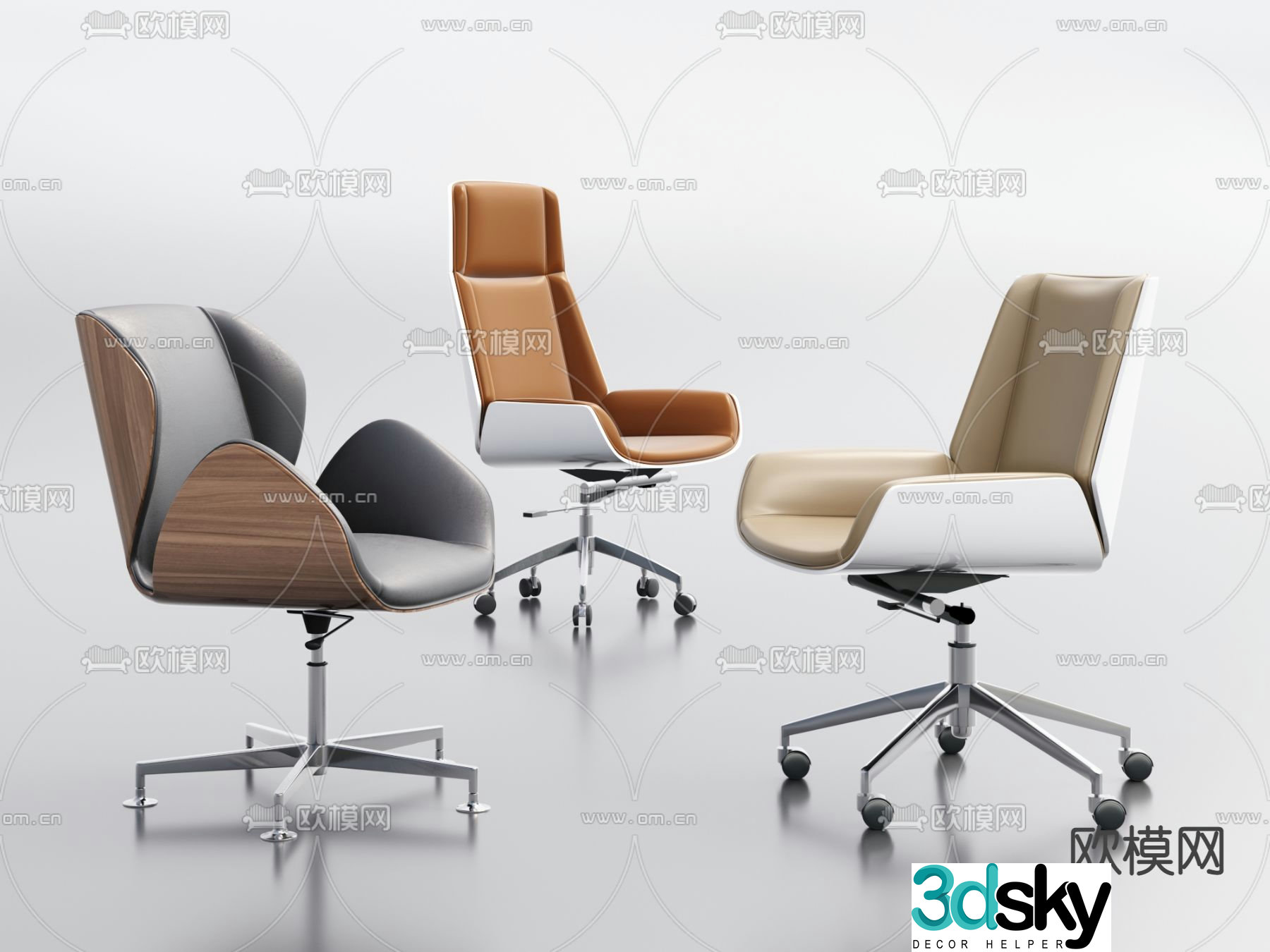Leather office chair class chair 3d model