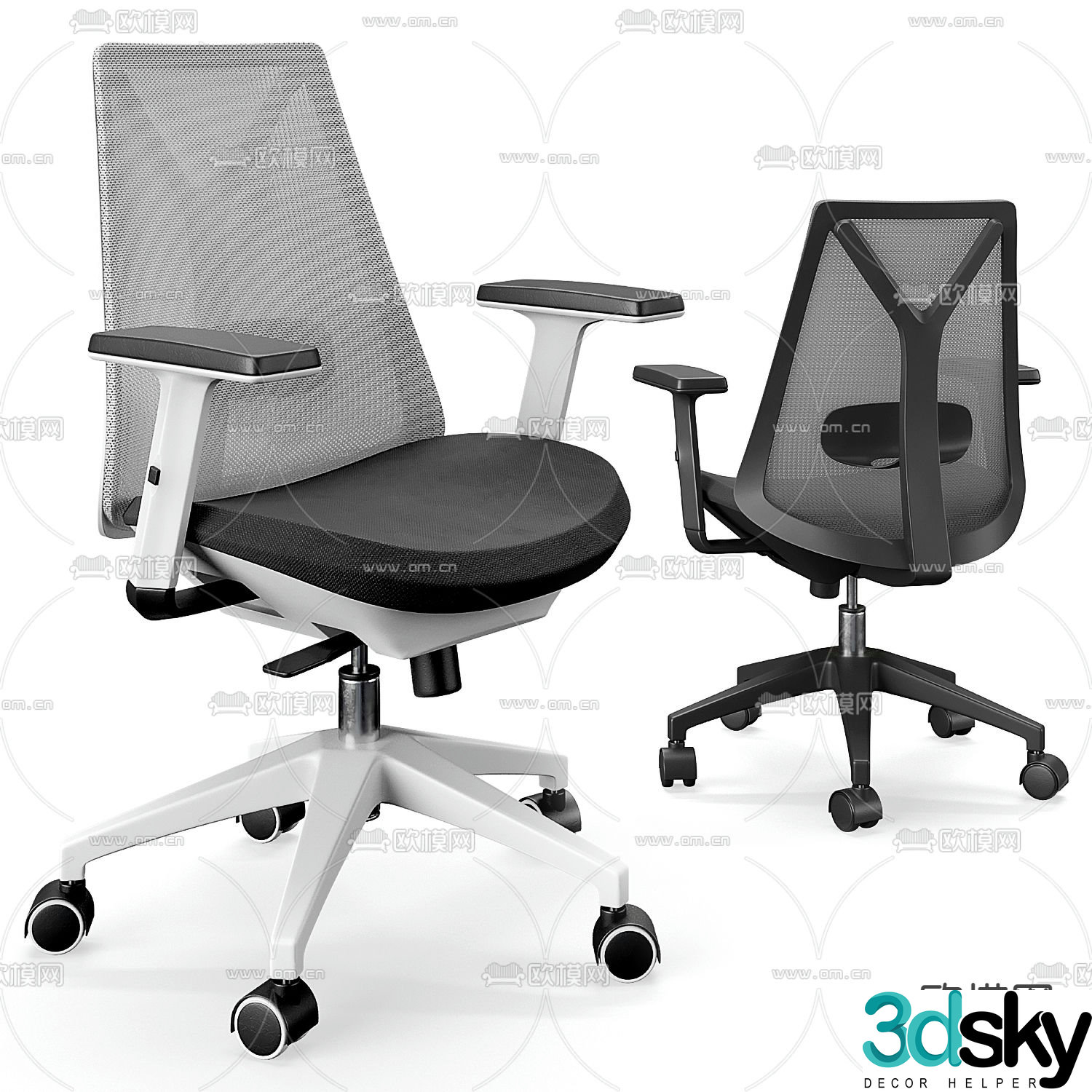 Mayer mesh office chair staff chair 3d model