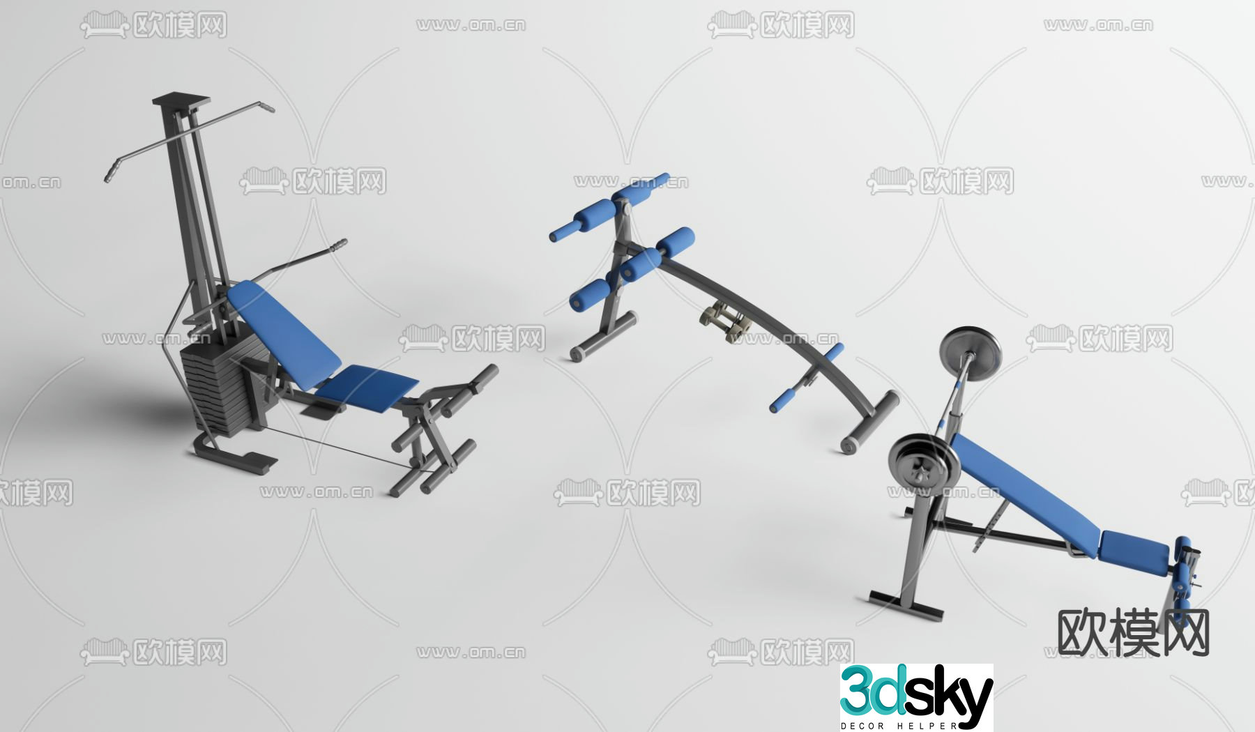 Modern fitness equipment 3d model