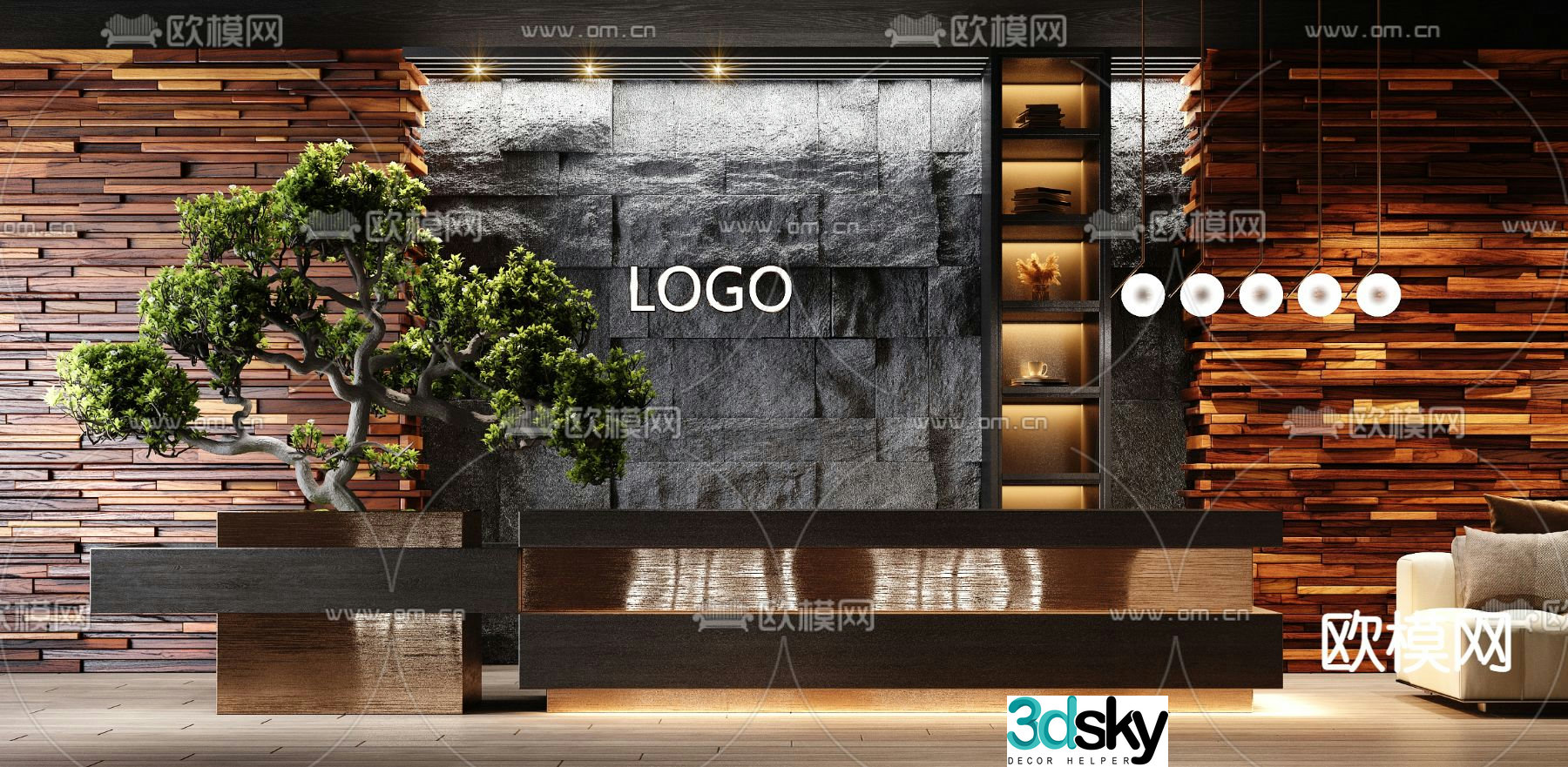 Office reception desk 3d model