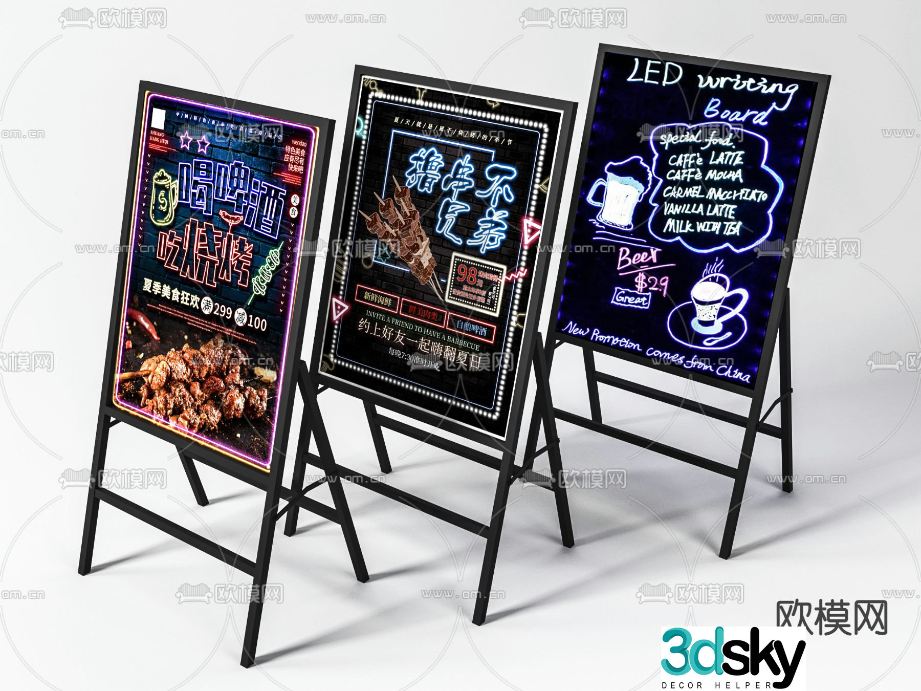 led electronic fluorescent board billboard luminous sign 3d model